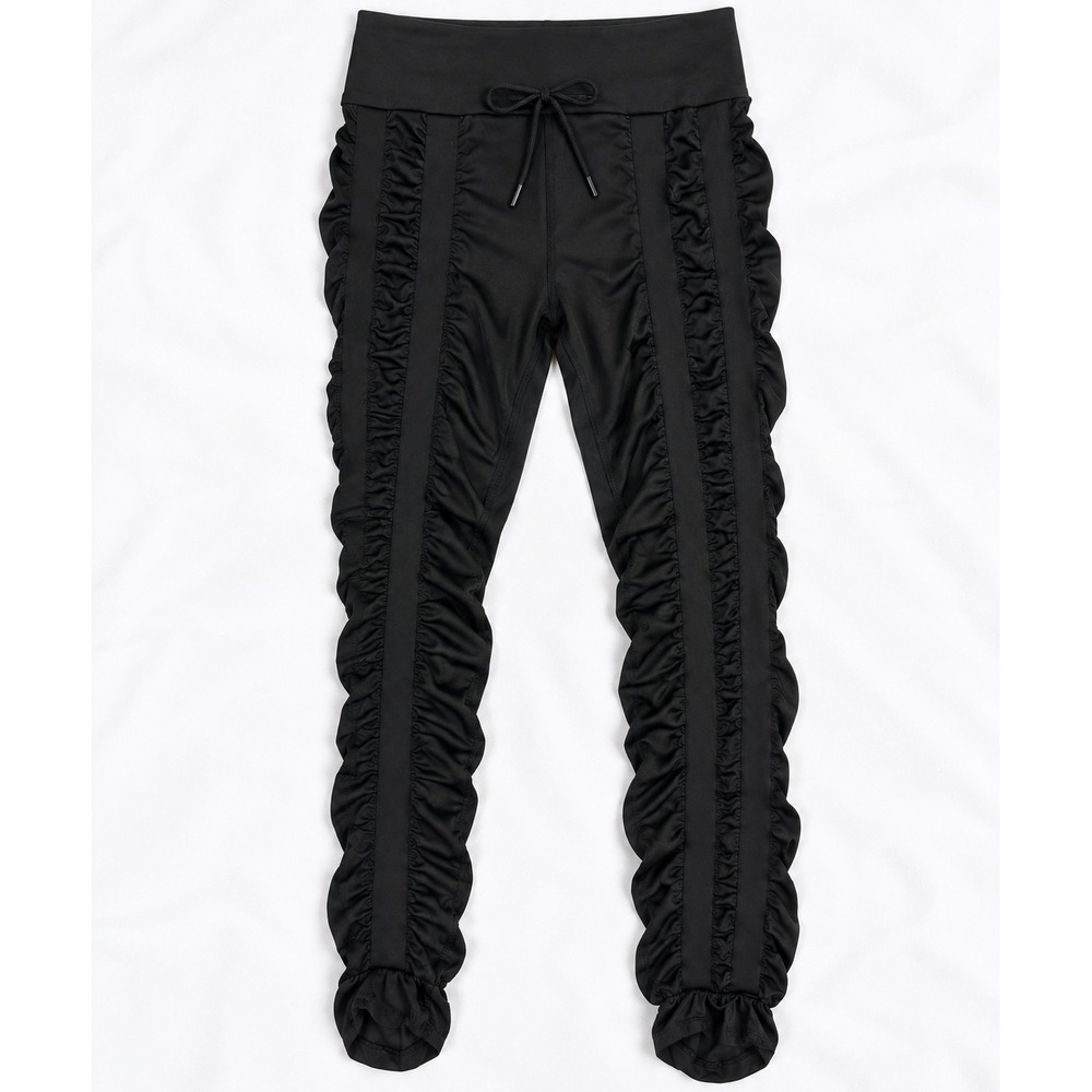 Skinnify Resistance Band Leggings M Black Ruched Compression Workout 24x26